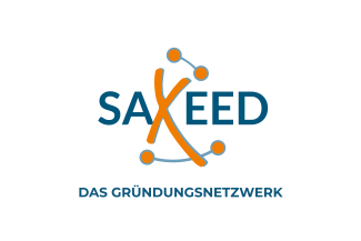 Logo von SAXEED in Orange und Petrol