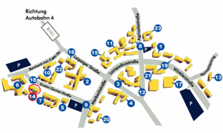 Campusplan der TU Bergakademie Freiberg mit dem Standort des SDC