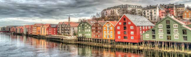 Trondheim Häuser am Wasser