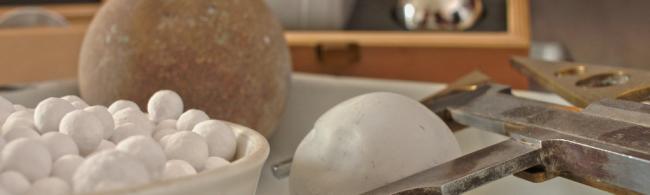 decorative: various milling balls with old caliper