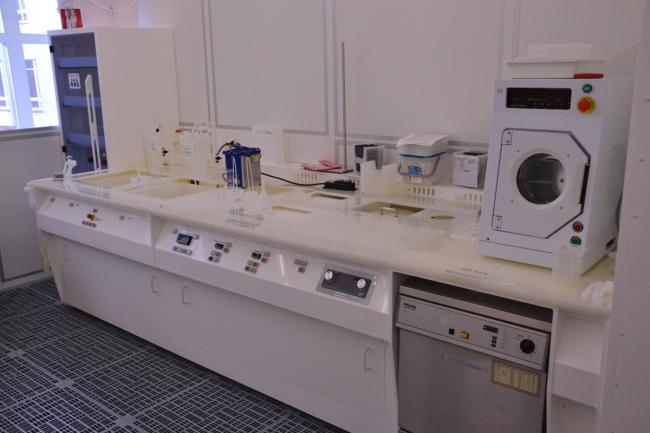 Wet chemistry bench in the clean room laboratory