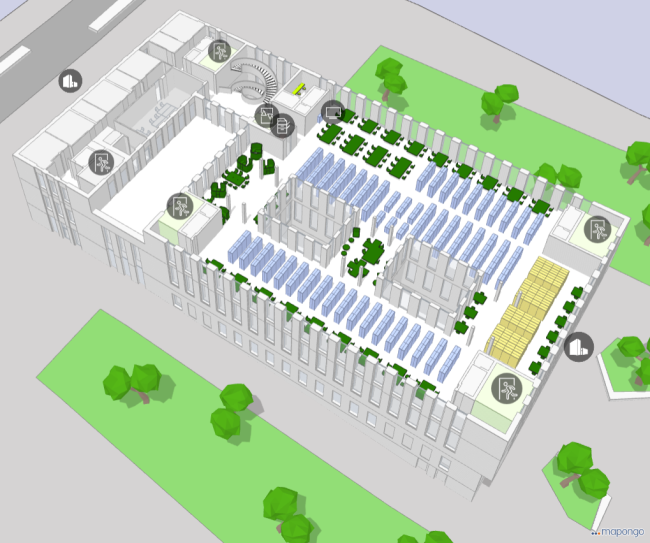 Universitätsbibliothek Lageplan mit Regalen und Möbeln