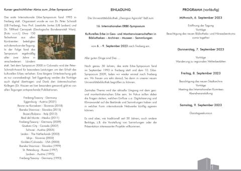 Das Bild zeigt den zweiten Teil der Einladung zum ERBE-Symposium