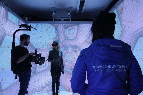 Dreharbeiten zum Imagefilm der TUBAF in CAVE