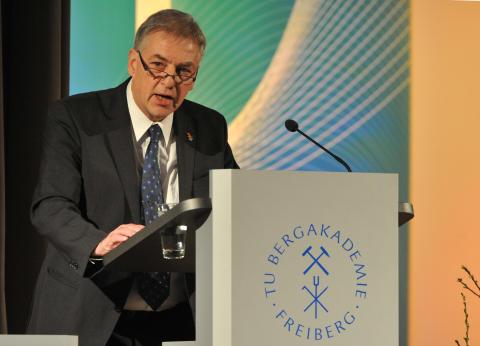 Prof. Dr. Helmuth Albrecht bei der Eröffnung des Historicum im Festsaal der Alten Mensa