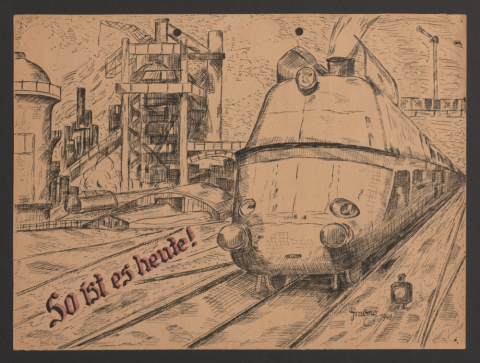 Bleistiftzeichnung Lokomotive