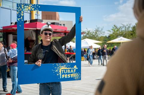 Polaroidrahmen der Fotobooth Station auf dem TUBAF Fest