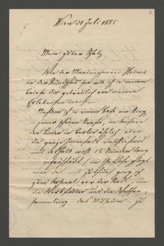 Brief Ledeburs aus Wien vom 31.07.1885
