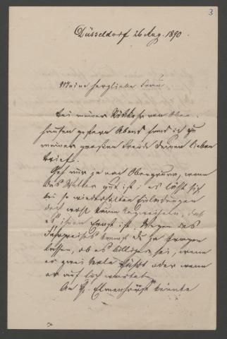 Brief Ledeburs aus Düsseldorf vom 26. August 1890