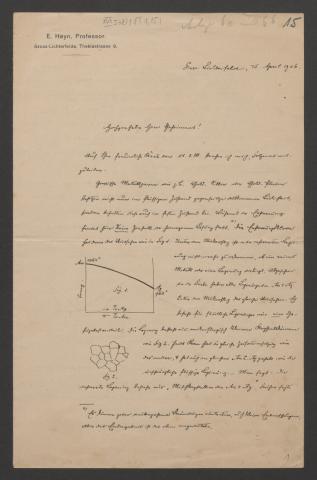 Brief von Emil Heyn an Ledebur vom 14. April 1906