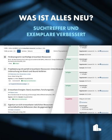 Suchtreffer und Exemplare verbessert