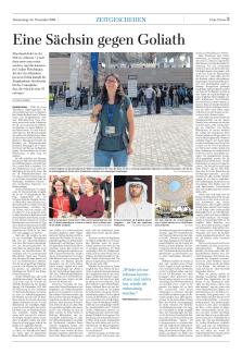 Presseartikel der Freien Presse über den Einsatz der Freiberger Absolventin Undine Fleischmann bei der Weltklimakonferenz