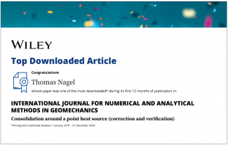 Der Artikel unseres Doktoranden Aqeel Chaudhry ist unter den Top 10 Downloads im International Journal for Numerical and Analytical Methods in Geomechanics.