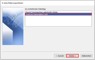 Wählen Sie den .pst Dateityp aus