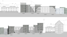 Technische Skizzen von Neubau Hallenkomplex/Technikum