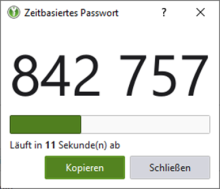 30 Sekunden-Vorschau auf den sich erneuernden TOTP-Token