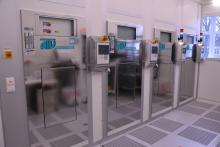 Tube ovens built into the wall in the clean room laboratory