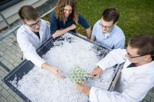 Studenten bei der Diskussion von Kristallstrukturen