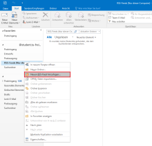 Rechtsklick auf RSS-Feeds, neuen RSS-Feed hinzufügen