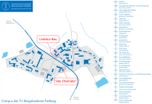 Campusplan mit eingezeichneten Institutsgebäuden