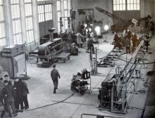 Filmen von Versuchen am Überkopflader - Institut für Bergbaumaschinen um 1965 aus Festschrift 200 Jahre BAF