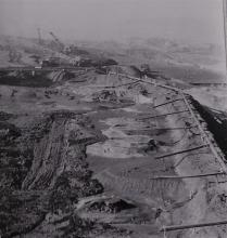 Historisches Foto einer Berbaulandschaft der WISMUT