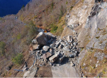 Rockfall in study area in Svaneti 