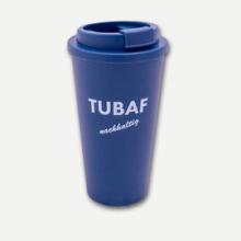 To-Go-Becher mit TUBAF-Schriftzug