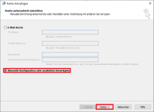"Manuelle Konfiguration oder zusätzliche Servertypen" auswählen