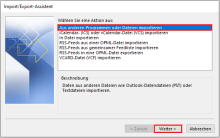 "Aus anderen Programmen oder Dateien importieren" auswählen und weiter klicken