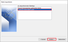 "Outlook-Datendatei (.pst)" auswählen und mit "Weiter" zum nächsten Dialog übergehen