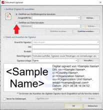 Zertifikat aus Datei benutzen wählen