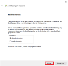 Zertifikatsimport-Assistent