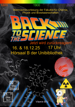 Veranstaltungsplakat "Back to the Science" zu Schauvorlesung