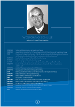 Poster mit Foto und Lebenslauf von Professor Schulle