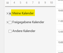 Auf der linken Seite gibt es die Option „Meine Kalender“