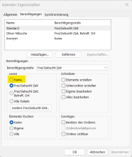 Unter der Kachel „Berechtigungen“ finden Sie die Option „Lesen“. Wählen Sie die Option „Keine“ aus und bestätigen Sie die Änderung mit „OK“.