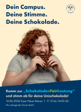 Junger Student isst Schokolade