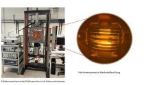 Foto und Grafik zu einer Elektromechanischen Prüfmaschine mit Vakuumkammer