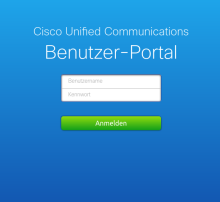 Anmeldeseite des Cisco Unified Communications Benutzer-Portals mit den Feldern Benutzername und Kennwort und der Schaltfläche Anmelden